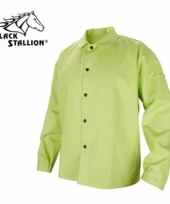 Revco Black Stallion FR Welding Jacket 9oz Cotton Hi-Vis Lime Green FL9-30C-GR