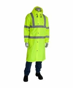 Alternative view of PIP Falcon VIZ ANSI Type R Class 3 48 Rain Trench Coat PIP353-1048LY