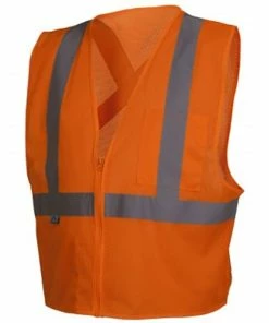 Pyramex Safety Pyramex Class 2 Hi-Vis Safety Vest Orange 2 Pocket Hook/Loop RCZ2120