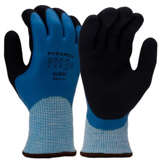 Pyramex Safety Pyramex Insulated A5 Full Dip Sandy Latex Gloves (Pair) GL506C 1 Pyramex Safety Pyramex Insulated A5 Full Dip Sandy Latex Gloves (Pair) GL506C