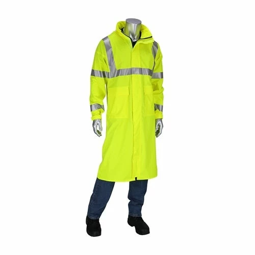 PIP Safety / West Chester PIP VizAR ARC / FR ANSI Type R Class 3 Value All Purpose 48 Raincoat 355-2505AR" Medium PIP355-2505AR-LY 2 PIP Safety / West Chester PIP VizAR ARC / FR ANSI Type R Class 3 Value All Purpose 48 Raincoat 355-2505AR" Medium PIP355-2505AR-LY - Image 2