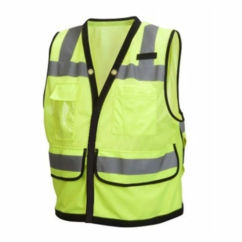 Pyramex Safety Pyramex Class 2 Hi-Vis Lime Safety Vest W/ Black Trim & 9 Pocket Zipper RVZ2810 4 Pyramex Safety Pyramex Class 2 Hi-Vis Lime Safety Vest W/ Black Trim & 9 Pocket Zipper RVZ2810 - Image 4