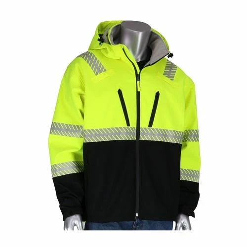 PIP Safety / West Chester PIP ANSI Type R Class 3 Ripstop Softshell Black Bottom Jacket PIP333-1550 6 PIP Safety / West Chester PIP ANSI Type R Class 3 Ripstop Softshell Black Bottom Jacket PIP333-1550 - Image 6