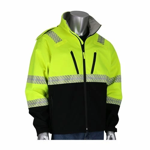 PIP Safety / West Chester PIP ANSI Type R Class 3 Ripstop Softshell Black Bottom Jacket PIP333-1550 3 PIP Safety / West Chester PIP ANSI Type R Class 3 Ripstop Softshell Black Bottom Jacket PIP333-1550 - Image 3