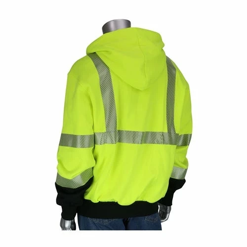 PIP Safety / West Chester PIP ANSI Type R Class 3 AR/FR Full Zip Hooded Sweatshirt With Black Bottom 385-1370FR 4X Large PIP385-1370FR 4 PIP Safety / West Chester PIP ANSI Type R Class 3 AR/FR Full Zip Hooded Sweatshirt With Black Bottom 385-1370FR 4X Large PIP385-1370FR - Image 4