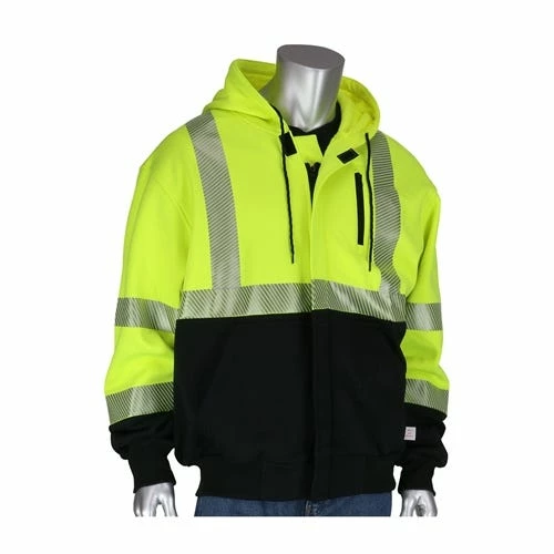PIP Safety / West Chester PIP ANSI Type R Class 3 AR/FR Full Zip Hooded Sweatshirt With Black Bottom 385-1370FR 4X Large PIP385-1370FR 5 PIP Safety / West Chester PIP ANSI Type R Class 3 AR/FR Full Zip Hooded Sweatshirt With Black Bottom 385-1370FR 4X Large PIP385-1370FR - Image 5