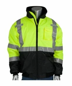 Alternative view of PIP Safety / West Chester PIP ANSI Type R Class 3 Value Hi Vis Yellow Black Bottom Bomber Jacket Waterproof PIP333-1740