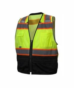 Pyramex Safety Pyramex RVZ44B Series Type R - Class 2 Hi-Vis Lime Safety Vest With Black Bottom RVZ4410B