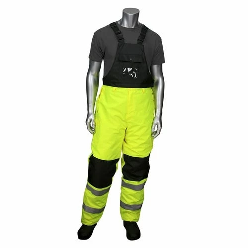 PIP Safety / West Chester PIP Safety ANSI Class E Insulated Black Trim Bib Pants W/ Removeable Bib & Suspenders PIP318-1775-LY 2 PIP Safety / West Chester PIP Safety ANSI Class E Insulated Black Trim Bib Pants W/ Removeable Bib & Suspenders PIP318-1775-LY - Image 2