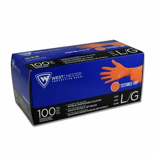 PIP Safety / West Chester PIP Safety West Chester PosiShield 7 Mil Industrial Grade Disposable Nitrile Gloves W/ Textured Grip - Box Of 100 (Orange) PIP2940 3 PIP Safety / West Chester PIP Safety West Chester PosiShield 7 Mil Industrial Grade Disposable Nitrile Gloves W/ Textured Grip - Box Of 100 (Orange) PIP2940 - Image 3