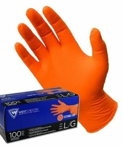 PIP Safety / West Chester PIP Safety West Chester PosiShield 7 Mil Industrial Grade Disposable Nitrile Gloves W/ Textured Grip - Box Of 100 (Orange) PIP2940