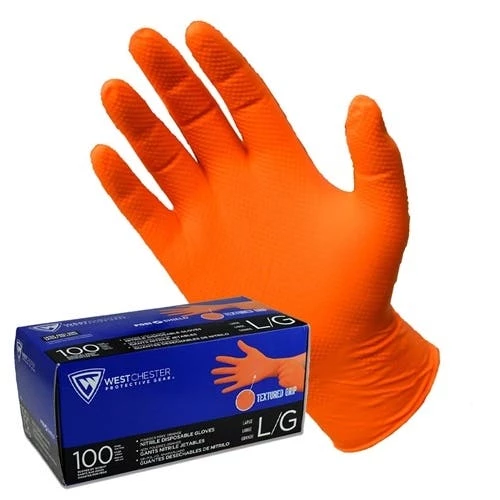 PIP Safety / West Chester PIP Safety West Chester PosiShield 7 Mil Industrial Grade Disposable Nitrile Gloves W/ Textured Grip - Box Of 100 (Orange) PIP2940 1 PIP Safety / West Chester PIP Safety West Chester PosiShield 7 Mil Industrial Grade Disposable Nitrile Gloves W/ Textured Grip - Box Of 100 (Orange) PIP2940