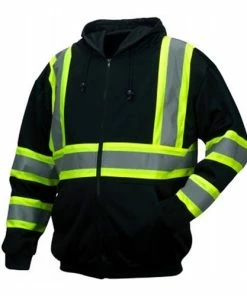 Pyramex Safety Pyramex Black Reflective Zipper Sweatshirt RSZH3411