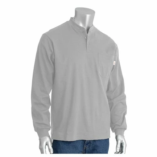 PIP Safety / West Chester PIP AR/FR Gray Long Sleeve Henley 385-FRHN-LG Medium PIP385-FRHN-(LG) 2 PIP Safety / West Chester PIP AR/FR Gray Long Sleeve Henley 385-FRHN-LG Medium PIP385-FRHN-(LG) - Image 2