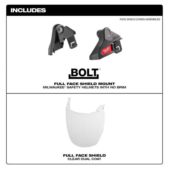 Milwaukee Tools Milwaukee BOLT™ Full Face Shield - Clear Dual Coat Lens (No Brim) 48-73-1421 3 Milwaukee Tools Milwaukee BOLT™ Full Face Shield - Clear Dual Coat Lens (No Brim) 48-73-1421 - Image 3