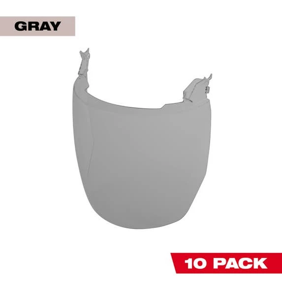 Milwaukee Tools Milwaukee 10pk Gray Face Shield Replacement Lenses (No-brim Helmet Only Mount) 48-73-1447 1 Milwaukee Tools Milwaukee 10pk Gray Face Shield Replacement Lenses (No-brim Helmet Only Mount) 48-73-1447