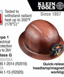 Klein Tools Hard Hat, KONSTRUCT Series, Full-Brim, Class G, Rechargeable Headlamp 60447 16 Klein Tools Hard Hat, KONSTRUCT Series, Full-Brim, Class G, Rechargeable Headlamp 60447 -PIP Safety-shop 60447 callout b