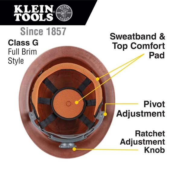 Klein Tools Hard Hat, KONSTRUCT Series, Full-Brim, Class G, Rechargeable Headlamp 60447 9 Klein Tools Hard Hat, KONSTRUCT Series, Full-Brim, Class G, Rechargeable Headlamp 60447 - Image 9