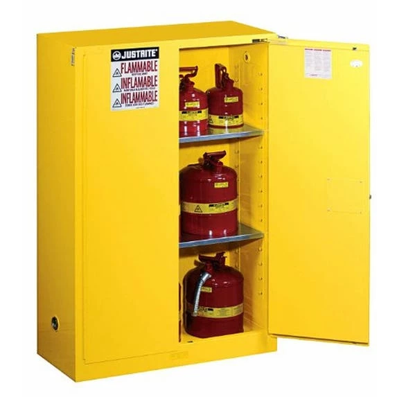 Justrite 45 Gallon, 2 Shelves Self-Close Yellow Flammable Cabinet 894520 2 Justrite 45 Gallon, 2 Shelves Self-Close Yellow Flammable Cabinet 894520 - Image 2