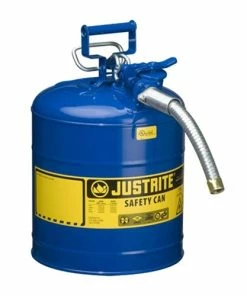 Justrite Type II AccuFlow Steel Safety Can For Kerosene 5 Gallon 1-Inch Metal Hose Blue 7250330