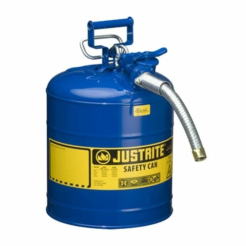 Justrite Type II AccuFlow Steel Safety Can For Kerosene 5 Gallon 1-Inch Metal Hose Blue 7250330 1 Justrite Type II AccuFlow Steel Safety Can For Kerosene 5 Gallon 1-Inch Metal Hose Blue 7250330