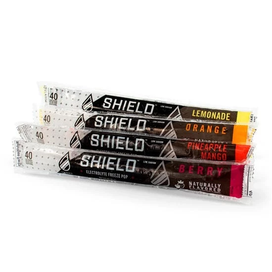 Shield Hydration SHIELD Electrolyte Hydration Freeze Pops BOX OF 36 Mixed Flavors 02-04-01-36-MX 1 Shield Hydration SHIELD Electrolyte Hydration Freeze Pops BOX OF 36 Mixed Flavors 02-04-01-36-MX