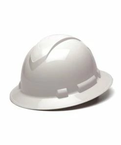 Pyramex Safety Pyramex Ridgeline Full Brim Hard Hat White Ratchet HP54110