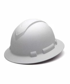 Pyramex Safety Pyramex Ridgeline Full Brim Hard Hat Matte White Graphite Ratchet HP54116