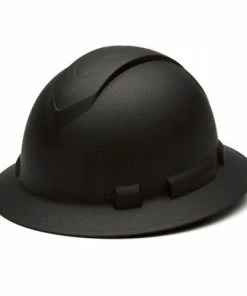 Pyramex Safety Pyramex Ridgeline Full Brim Hard Hat Matte Black Graphite Ratchet HP54117