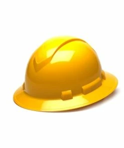 Pyramex Safety Pyramex Ridgeline Full Brim Hard Hat Yellow Ratchet HP54130