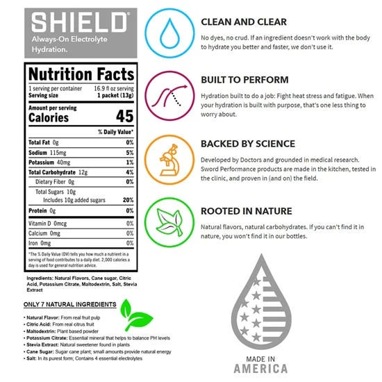 Shield Hydration SHIELD Electrolyte Hydration Powder Mixes Single Serve BOX OF 100 Berry 02-01-01-100-BR 3 Shield Hydration SHIELD Electrolyte Hydration Powder Mixes Single Serve BOX OF 100 Berry 02-01-01-100-BR - Image 3